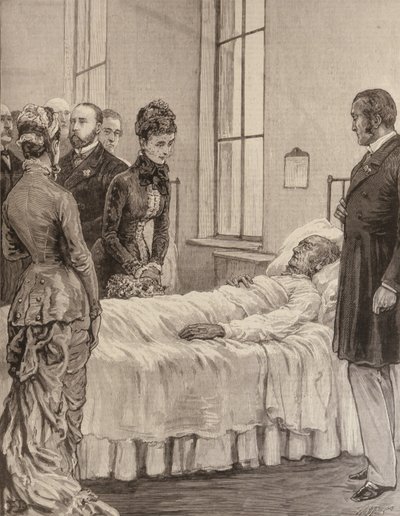 Prinsen og prinsessen af Wales åbner Marylebone Infirmary, Notting Hill: The Princess Visiting the Patients, fra The Illustrated London News, 7. september 1881 af English School